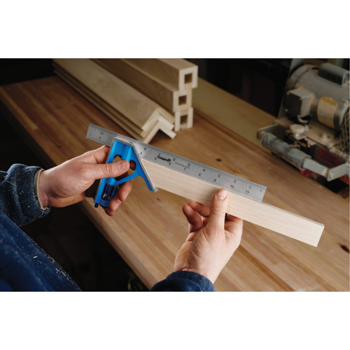 True Blue&reg; Combination Square, 12" L, 1/16" Graduations, Steel, Plain Nuna Depot Inc.