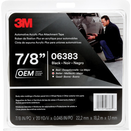 3M Automotive Acrylic Tape, 18 M (60') L x 22 mm (7/8") W, 45 mils, Acrylic Nuna Depot Inc.