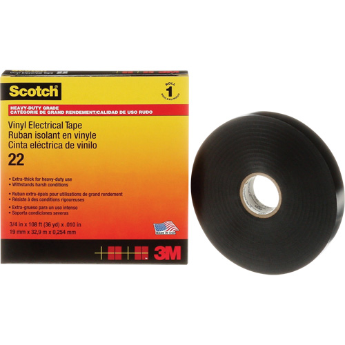 Scotch&reg; Vinyl Electrical Tape, 19 mm (3/4") x 33 m (108'), Black, 10 mils Nuna Depot Inc.