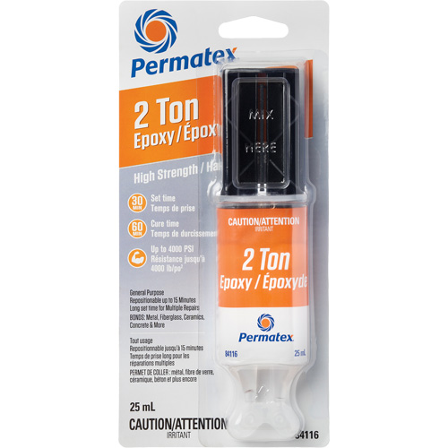 Colle &eacute;poxyde avec capacit&eacute; de 2 tonnes, 25 ml, Seringue, Deux composants, Transparent Nuna Depot Inc.