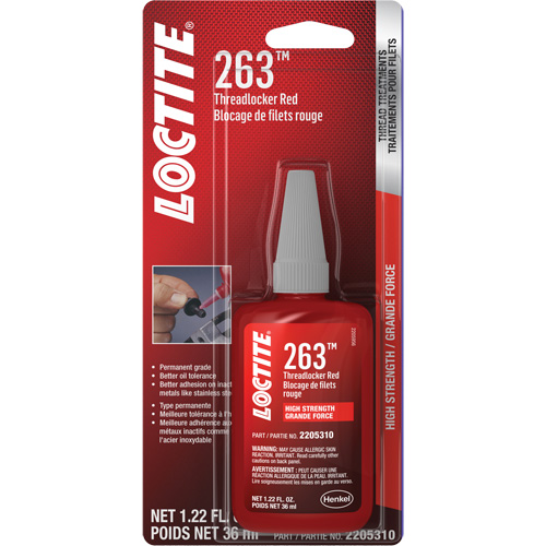 263 Threadlocker, Red, High, 36 ml, Bottle Nuna Depot Inc.