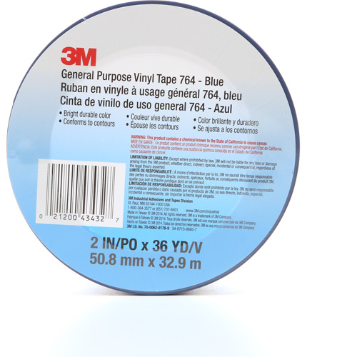 764 General-Purpose Vinyl Tape, 50.8 mm (2") W x 32.9 m (108') L, 5 mils, Blue Nuna Depot Inc.
