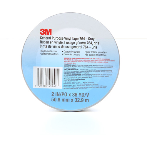 764 General-Purpose Vinyl Tape, 50.8 mm (2") W x 32.9 m (108') L, 5 mils, Grey Nuna Depot Inc.