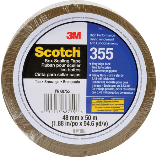 Ruban pour sceller les boîtes Scotch 355, Adh&eacute;sif Thermofusible, 3,15 mils, 48 mm (2") x 50 m (164') Nuna Depot Inc.
