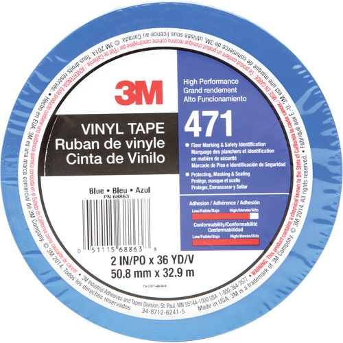 Ruban en vinyle 471, 50,8 mm (2") la x 32,9 m (108') lo, 5,2 mils, Bleu Nuna Depot Inc.