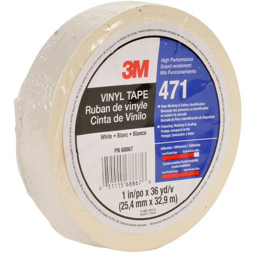 Ruban en vinyle 471, 12 mm (1/2") la x 32,9 m (108') lo, 5,3 mils, Blanc Nuna Depot Inc.
