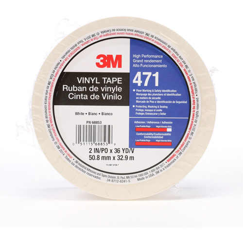 Ruban en vinyle 471, 50,8 mm (2") la x 32,9 m (108') lo, 5,2 mils, Blanc Nuna Depot Inc.