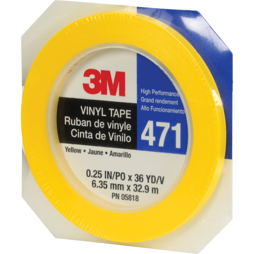471 Vinyl Tape, 6 mm (1/4") W x 32.9 m (108') L, 5.2 mils, Yellow Nuna Depot Inc.