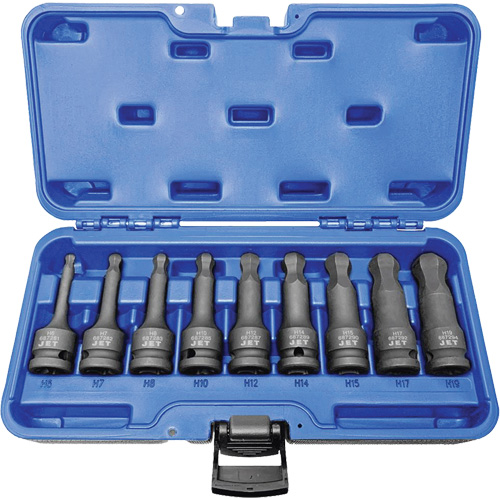 BNH-912M 1/2" Drive Metric Ball Nose Hex Impact Socket Set, Hex, 1/2" Drive, 9 Pcs Nuna Depot Inc.