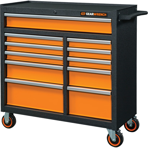 Armoire roulante pour outils s&eacute;rie GSX, 11 tiroirs, 41" la x 18-1/5" p x 41-1/2" h, Noir/Orange Nuna Depot Inc.