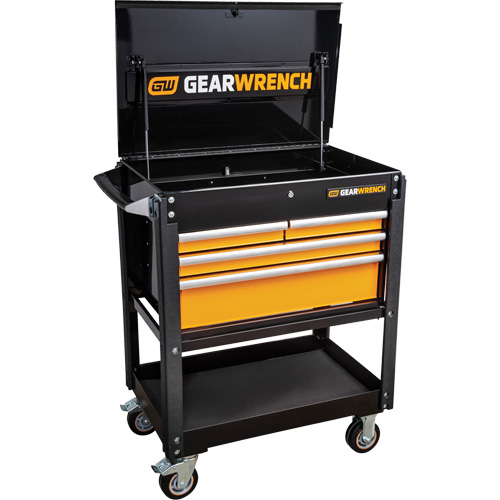 Chariot utilitaire, 4 tiroirs, 33" lo x 21" la x 42" h, Noir/Orange Nuna Depot Inc.