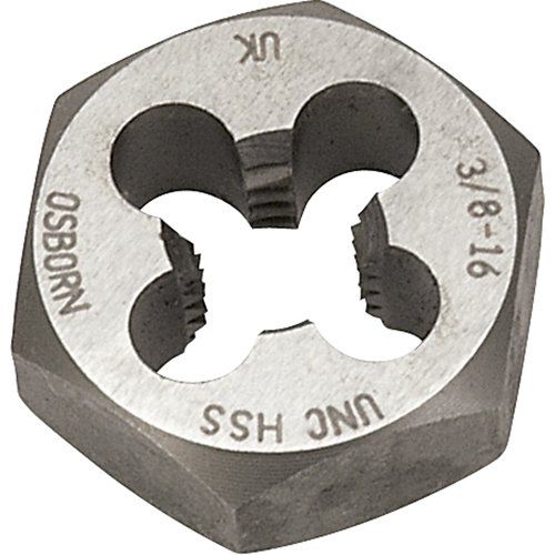 Hexagonal Rethreading Die, 7/10" Dia., 1/4"-28 Thread, High Speed Steel Nuna Depot Inc.