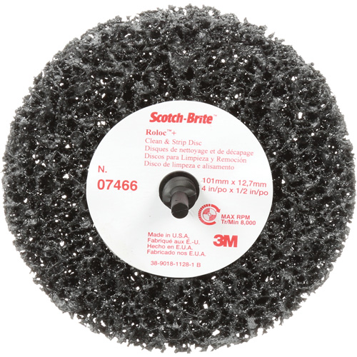 Disque de nettoyage et de d&eacute;capage Clean and Strip Roloc Scotch-Brite, 4" dia., Grain Extra grossier, Carbure de silicium Nuna Depot Inc.
