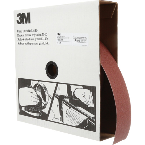 Rouleau de toile abrasive utilitaire 314D, 2" la x 150' lo, Grain 100J Nuna Depot Inc.