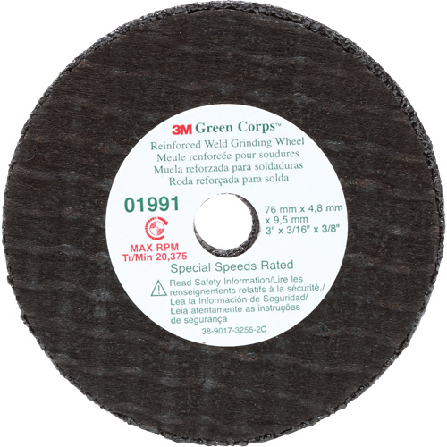 Green Corps Cut-Off Wheel, 3" x 0.188", 3/8" Arbor, Type 1, Aluminum Oxide, 35000 RPM Nuna Depot Inc.