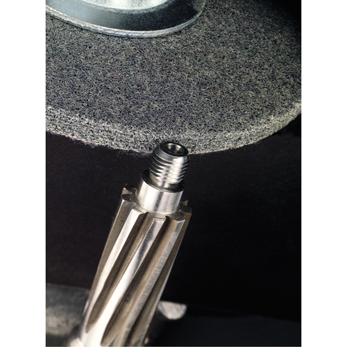 Meules homog&egrave;nes d'&eacute;barbage EXL Scotch-Brite, 1" x 1", Arbre de 3/16", Grain de 2A, Oxyde d'aluminium Nuna Depot Inc.