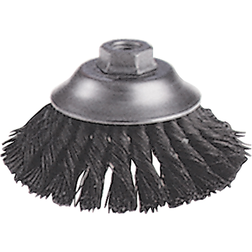Knot Wire Cup Brushes - Flared Cup Brush, 6" Dia., 0.02" Fill, 5/8"-11 Arbor, Steel Nuna Depot Inc.