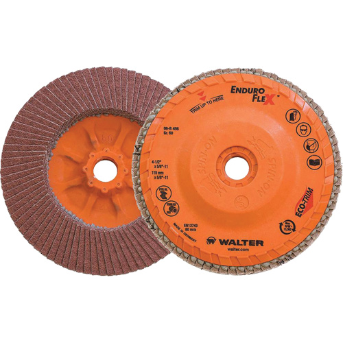 Disque &agrave; lamelles Enduro-Flex, 4-1/2" x 5/8"-11, Type 27, Grain 60, Alumine de zirconium Nuna Depot Inc.