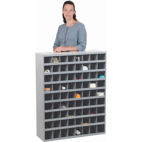 Steel Storage Bin Cabinet, 33-3/4" W x 12" D x 42" H, Grey Nuna Depot Inc.