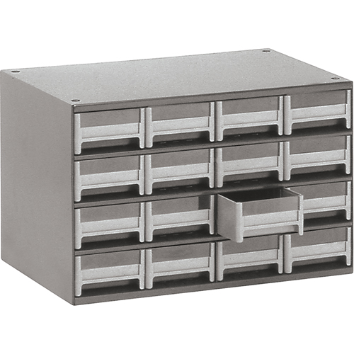 Modular Parts Cabinets, Steel, 16 Drawers, 17" x 10-9/16" x 2-1/8", Grey Nuna Depot Inc.