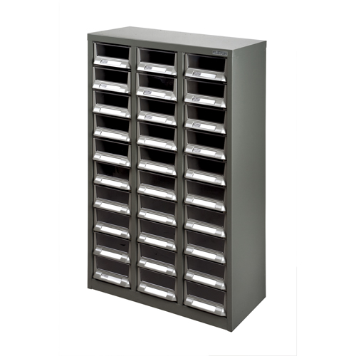 KPC-200 Parts Cabinet, Galvanized Steel, 30 Drawers, 21-3/10" x 10-2/5" x 36-9/10", Grey Nuna Depot Inc.