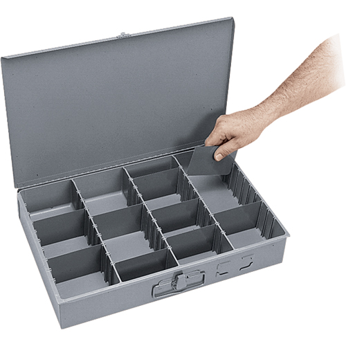 Boîtes &agrave; compartiments ajustables, Acier, Variable compartiments, 18" la x 12" p, 3" h, Gris Nuna Depot Inc.