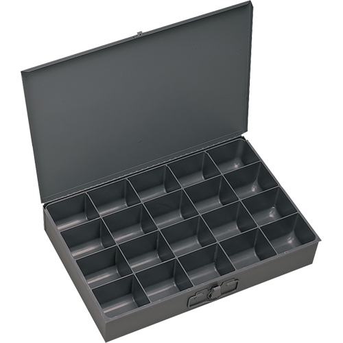 Compartment Scoop Boxes, Steel, 20 Slots, 18" W x 12" D x 3" H, Grey Nuna Depot Inc.