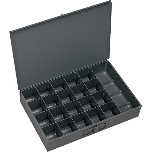 Compartment Scoop Boxes, Steel, 21 Slots, 18" W x 12" D x 3" H, Grey Nuna Depot Inc.