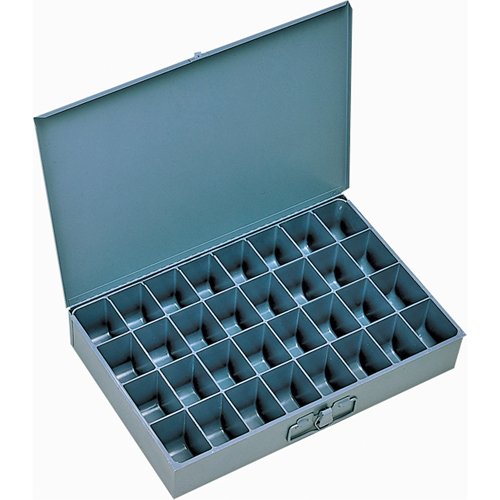 Compartment Scoop Boxes, Steel, 32 Slots, 18" W x 12" D x 3" H, Grey Nuna Depot Inc.