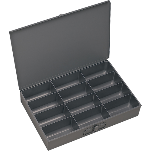 Boîtes &agrave; fond courb&eacute;, Acier, 12 compartiments, 13 3/8" la x 9-1/4" p, 2" h, Gris Nuna Depot Inc.