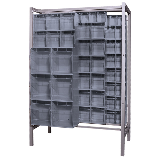 Syst&egrave;me de stockage &agrave; glissi&egrave;re &agrave; bacs basculants autonome, 51-1/4" la x 26" p x 77" h, 101 tiroirs Nuna Depot Inc.