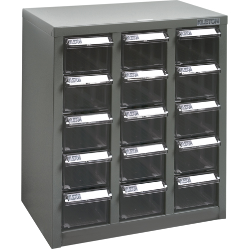KPC-500 Parts Cabinet, Steel, 15 Drawers, 14" x 8-2/3" x 16-1/3", Grey Nuna Depot Inc.