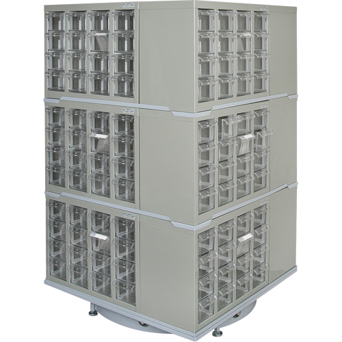 Armoire industrielle robuste avec carrousel &agrave; tiroirs, Acier, 192 tiroirs, 27" la x 27" p x 48" h, Gris Nuna Depot Inc.