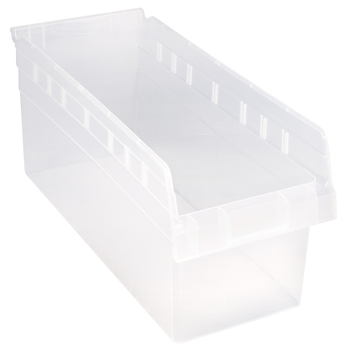 Store-Max Shelf Bins, 8-3/8" W x 8" H x 17-7/8" D, Clear, 56 lbs. Capacity Nuna Depot Inc.