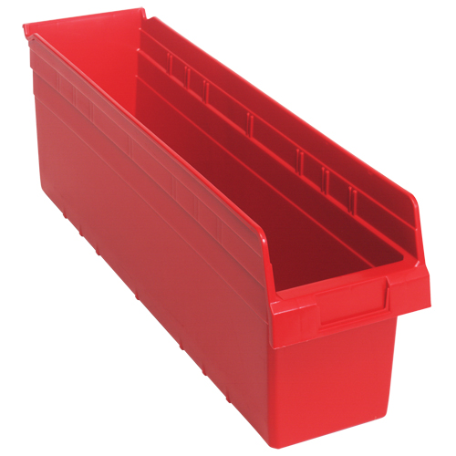Store-Max Shelf Bins, 6-5/8" W x 8" H x 23-5/8" D, Red, 68 lbs. Capacity Nuna Depot Inc.