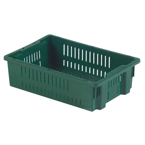 Agricultural Plastic Stack-N-Nest Container, 13.1" x 19.7" x 5.6", Green Nuna Depot Inc.