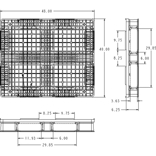 RackoCell Plastic Pallet, 4-Way Entry, 48" L x 40" W x 6-1/3" H Nuna Depot Inc.