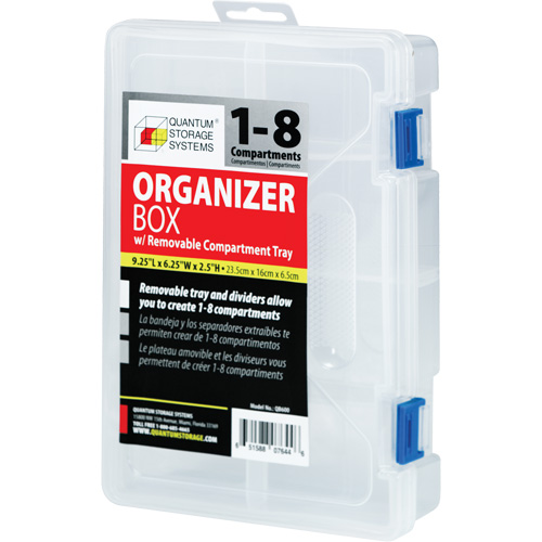 Plastic Compartment Box, 6.25" W x 9.25" D x 2.2" H, 8 Compartments Nuna Depot Inc.