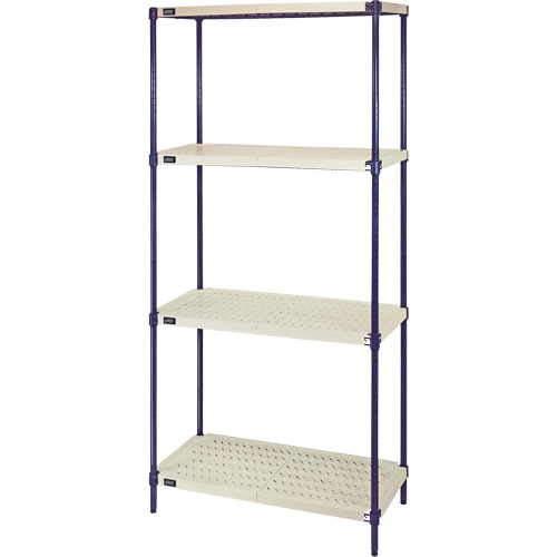 Wire Shelving Unit with Plastic Shelves, Wire Frame with Plastic Shelves, Boltless, Starter, 30" W x 72" H x 24" D Nuna Depot Inc.