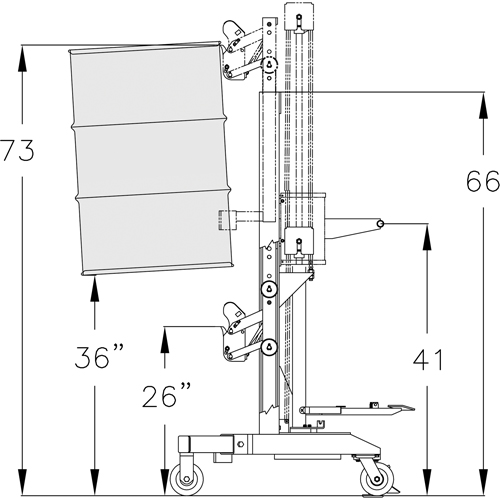 Manipulateur ergonomique de baril &agrave; port&eacute;e &eacute;lev&eacute;, DM-100-HR, 30 - 85 gal. US (25 - 70 gal. imp.) Nuna Depot Inc.