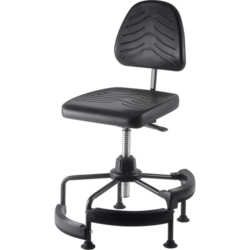 Industrial Stool, Stationary, Adjustable, 38" - 45", Polyurethane Seat, Black Nuna Depot Inc.