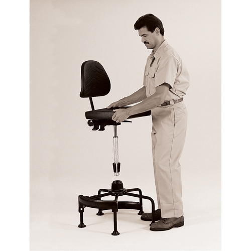 Industrial Stool, Stationary, Adjustable, 38" - 45", Polyurethane Seat, Black Nuna Depot Inc.