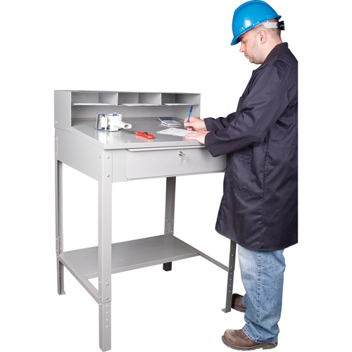 Open Floor Style Shop Desk, 34-1/2" W x 30" D x 53" H, Grey Nuna Depot Inc.