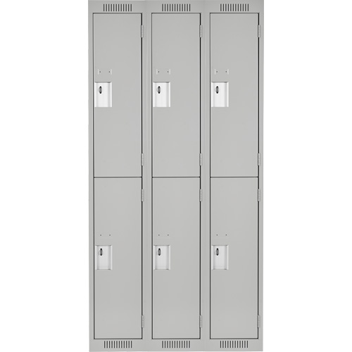 Clean Line Lockers, 2 -tier, Bank of 3, 36" x 18" x 72", Steel, Grey, Rivet (Assembled) Nuna Depot Inc.