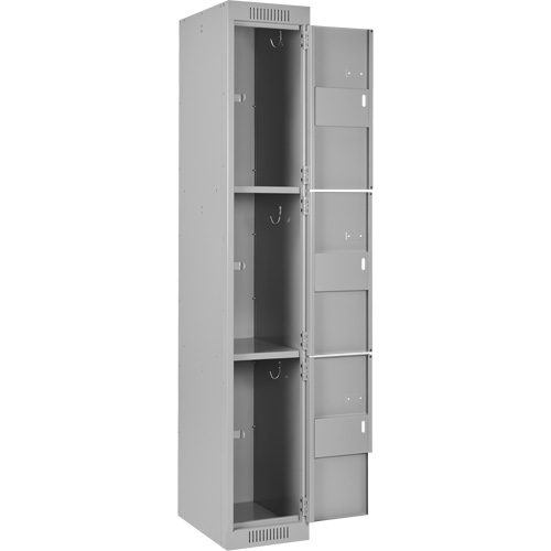 Clean Line Lockers, 3 -tier, Bank of 3, 36" x 18" x 72", Steel, Grey, Rivet (Assembled) Nuna Depot Inc.