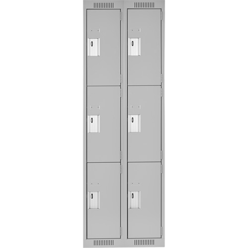 Clean Line Lockers, 3 -tier, Bank of 2, 24" x 18" x 72", Steel, Grey, Rivet (Assembled) Nuna Depot Inc.