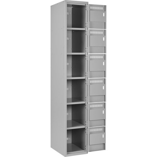 Clean Line Lockerettes, 6 -tier, Bank of 3, 36" x 18" x 72", Steel, Grey, Rivet (Assembled) Nuna Depot Inc.