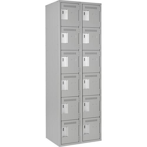 Clean Line Lockerettes, 6 -tier, Bank of 2, 24" x 18" x 72", Steel, Grey, Rivet (Assembled) Nuna Depot Inc.