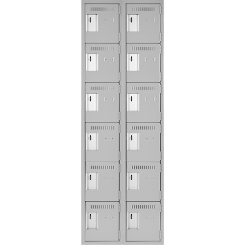 Clean Line Lockerettes, 6 -tier, Bank of 2, 24" x 18" x 72", Steel, Grey, Rivet (Assembled) Nuna Depot Inc.