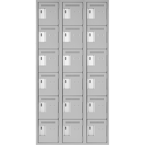 Clean Line Lockerettes, 6 -tier, Bank of 3, 36" x 18" x 72", Steel, Grey, Rivet (Assembled) Nuna Depot Inc.